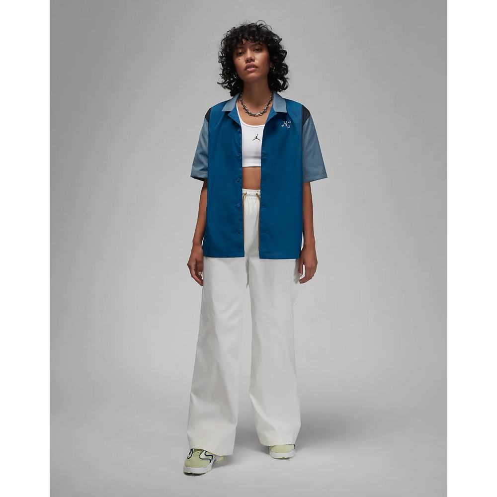 Jordan Womens Size M Button Up Shirt Sky J French Ozone Blue DZ3340 427 • NWT